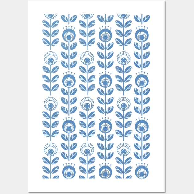 Scandi garden 01-1, blue on white Wall Art by Slanapotam